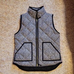J. Crew Herringbone Patterned Vest with Black Trim